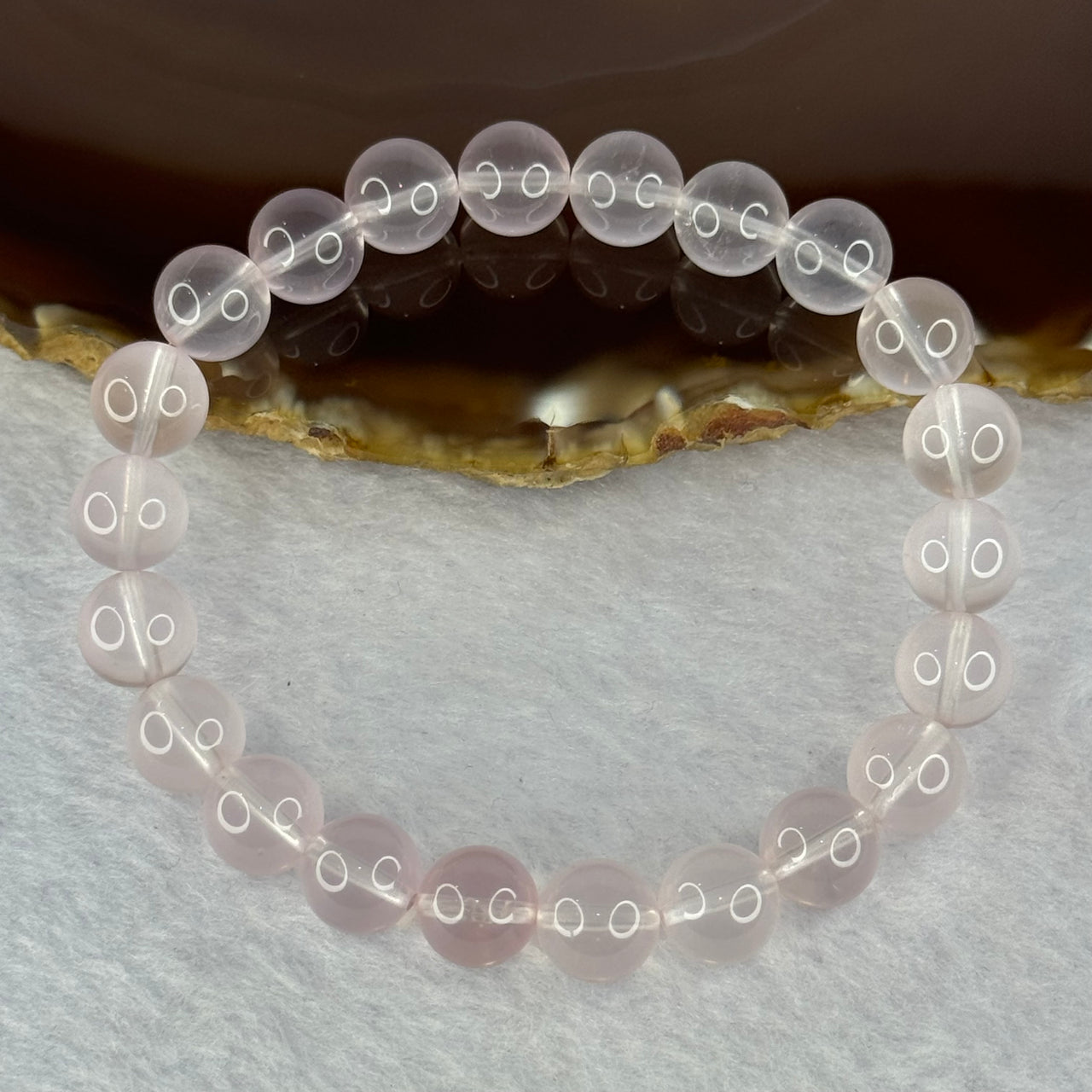 Natural Rose Quartz Beads Bracelet 天然玫瑰石英珠手链 24.05g 17cm 9.3mm 22 Beads