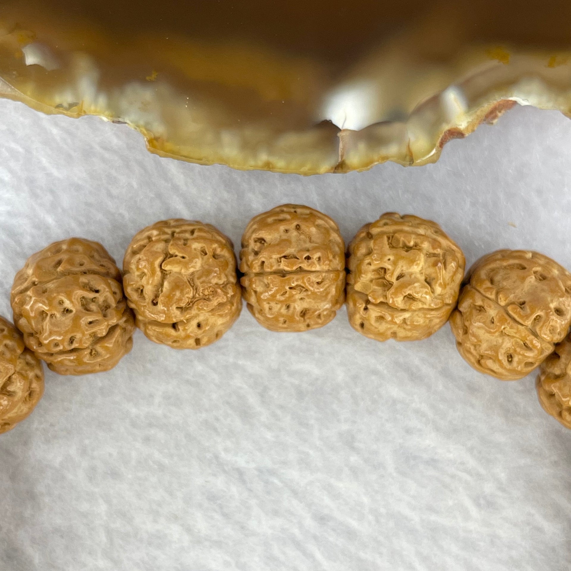 Natural Bodhi Rudraksha Seed Mala 金风 Beads Bracelet 14.58g 12.1 mm 20 Beads - Huangs Jadeite and Jewelry Pte Ltd