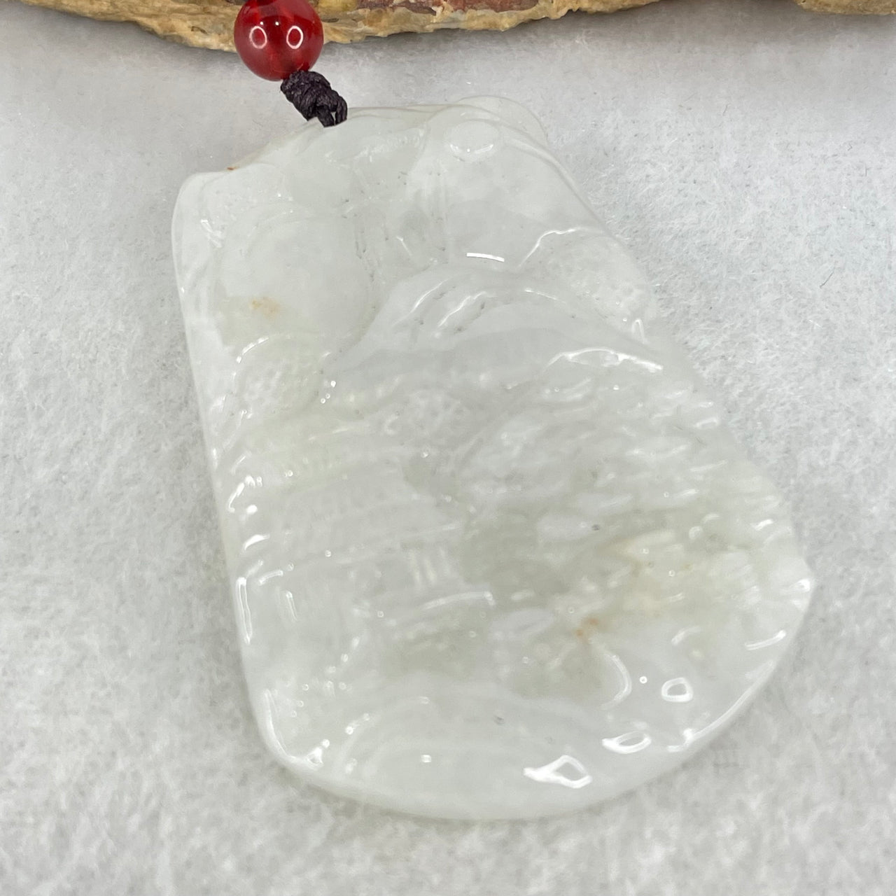 Type A Faint Lavender Green Jadeite Shan Shui Pendant 25.70g 50.0 by 34.9 by 6.5mm