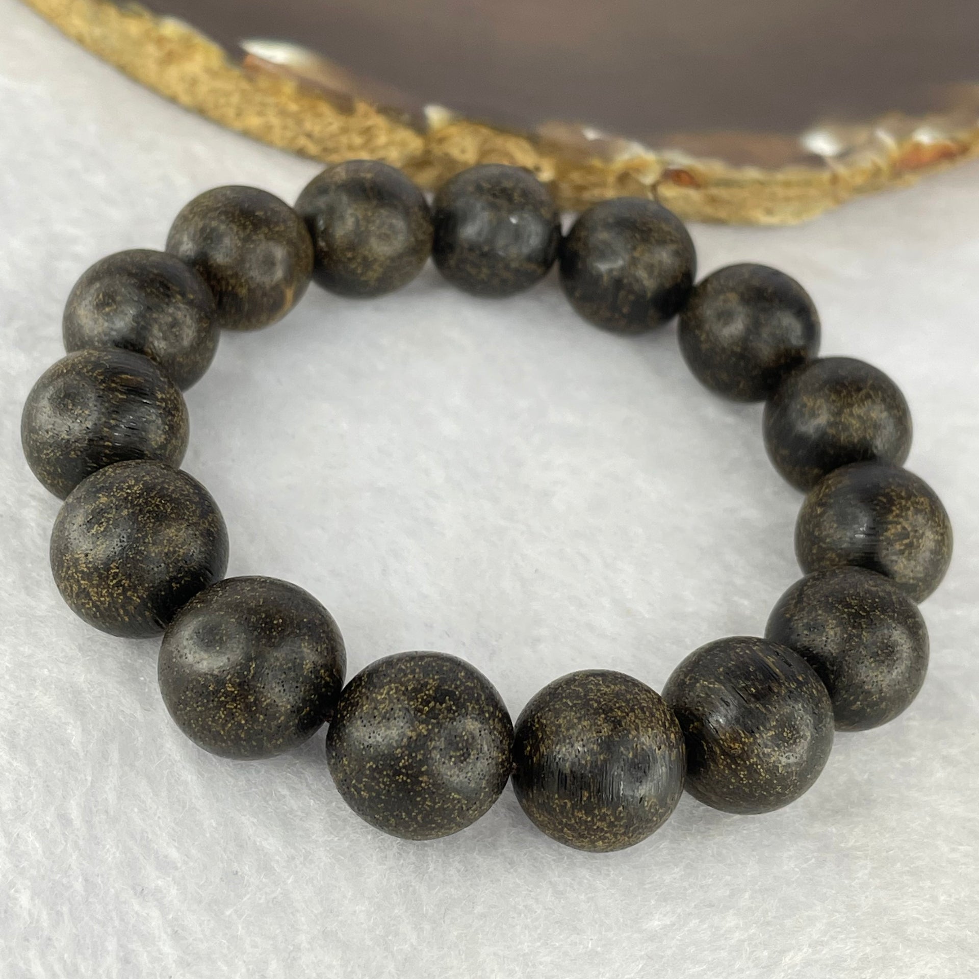 Natural Old Wild Indonesia Agarwood Beads Bracelet (Sinking Type) 天然老野生印尼沉香珠手链22.93g 13.7 mm 15 Beads - Huangs Jadeite and Jewelry Pte Ltd