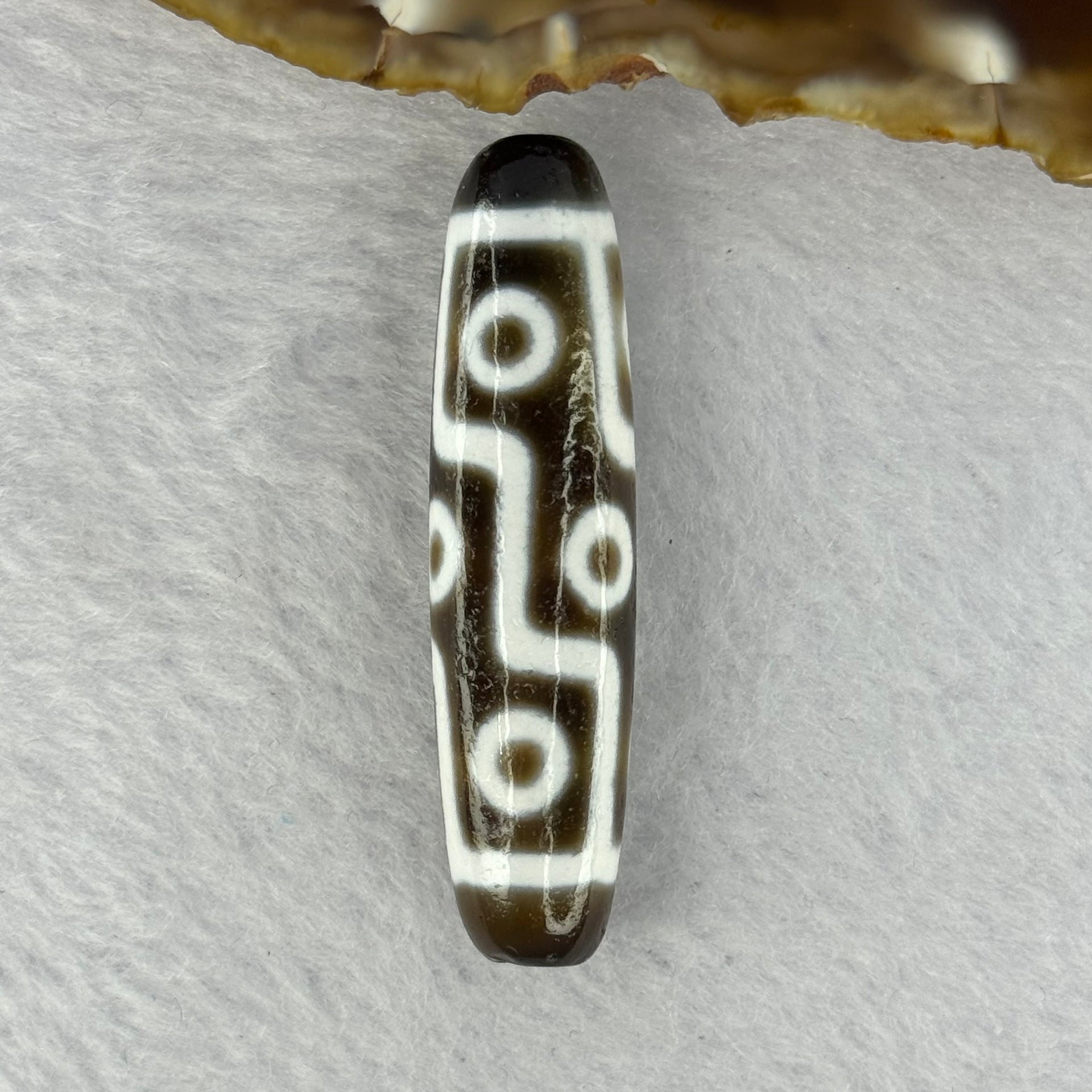 Natural Powerful Tibetan Old Oily Agate 9 Eyes Dzi Bead Heavenly Master (Tian Zhu) 九眼天诛 11.18g 48.8 by 12.3mm - Huangs Jadeite and Jewelry Pte Ltd