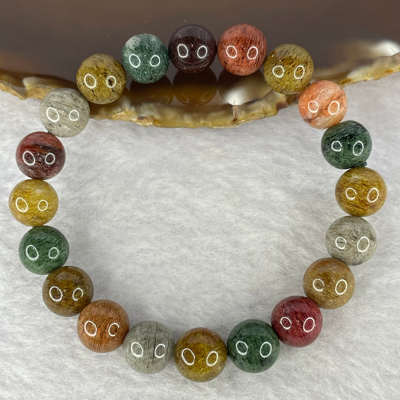 Natural Mixed Colour Phantom Quartz Bracelet 24.23g 16cm 9.8mm 20 Beads - Huangs Jadeite and Jewelry Pte Ltd