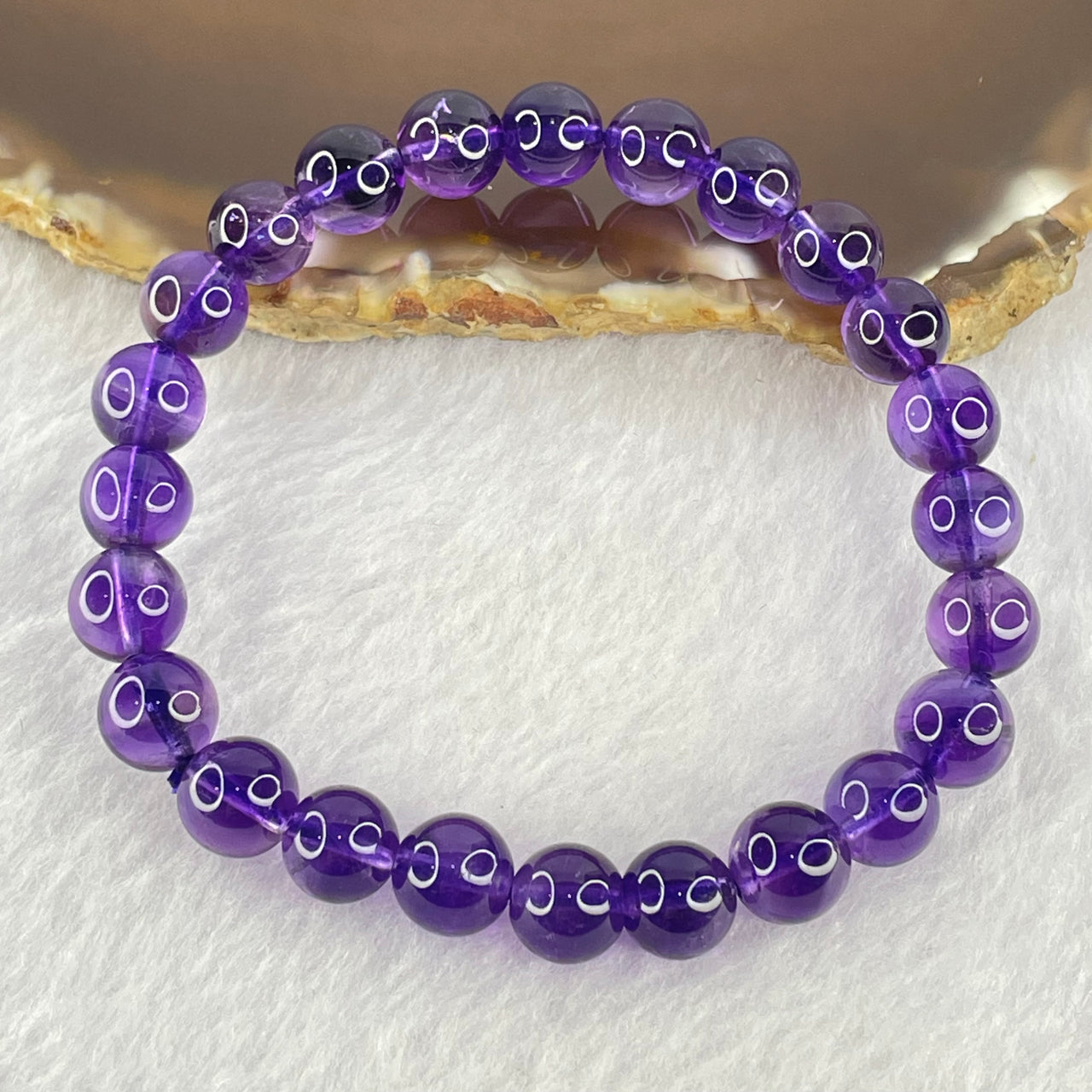 Very Good Grade Natural Amethyst Bracelet 18.03g 16cm 8.3mm 24 Beads