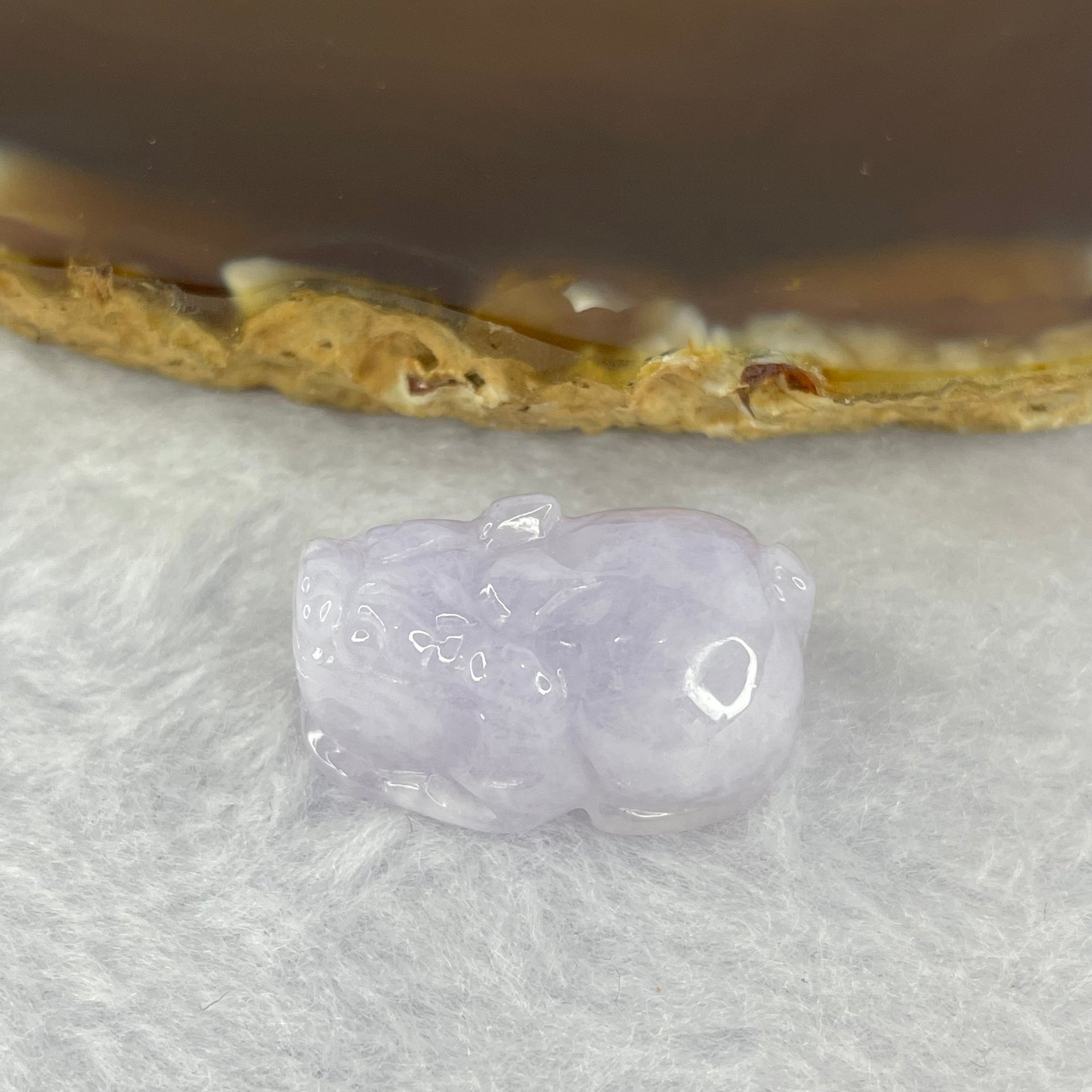 Type A Jelly Light Lavender Jadeite Pixiu Pendent A货浅紫色翡翠貔貅牌 7.81g by 23.3 by 13.8 by 11.7 mm - Huangs Jadeite and Jewelry Pte Ltd