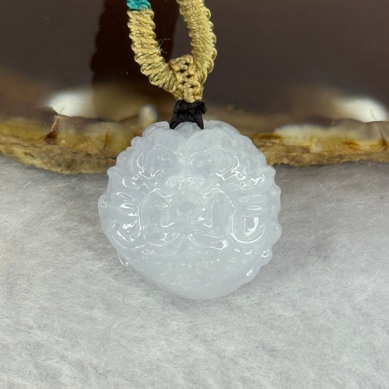 Type A Faint Lavender Jadeite Dragon Ball Pendant 13.34g 19.2 by 18.9mm