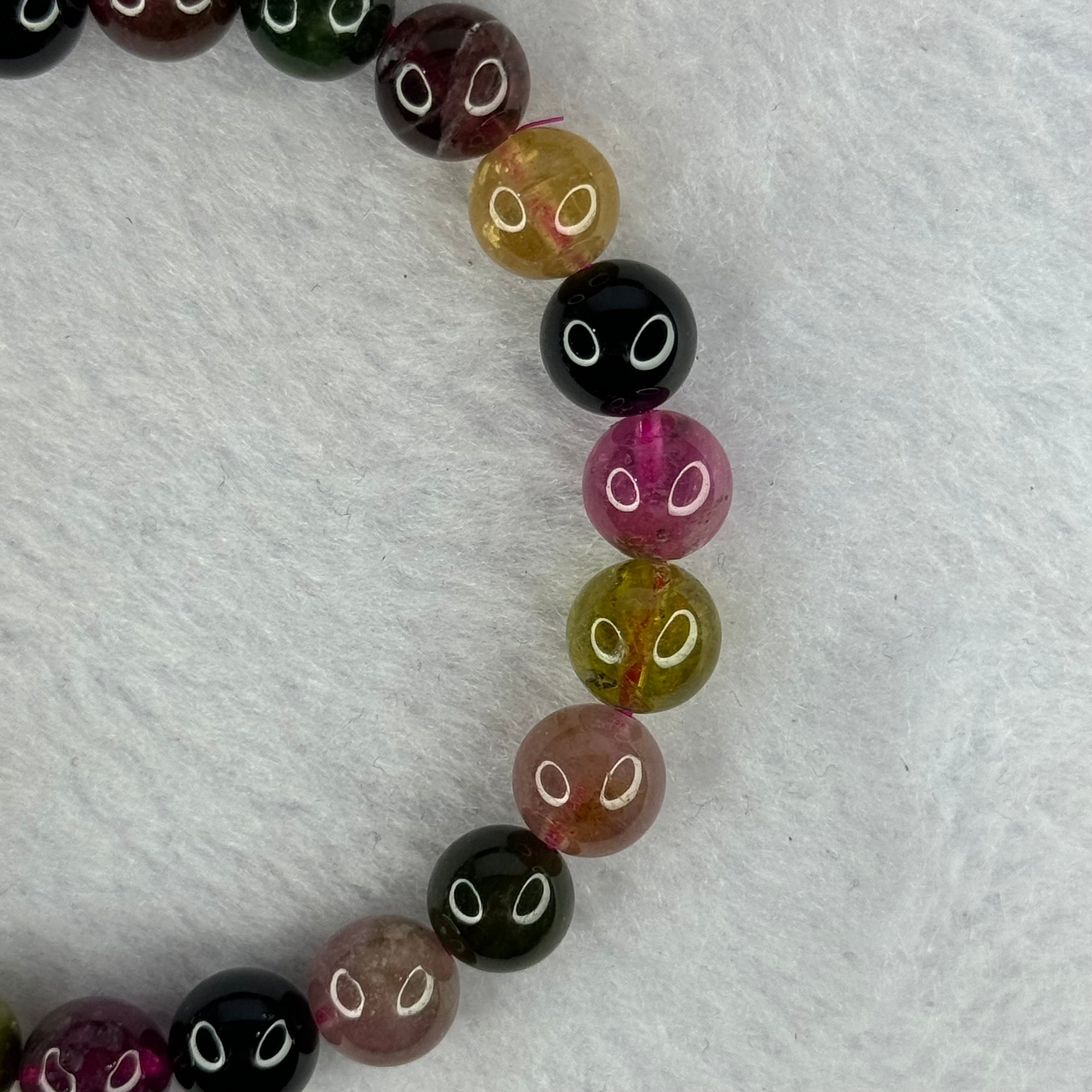 Good Grade Natural Tourmaline Beads Bracelet 好的天然碧玺珠手链 20.22g 16cm 8.8mm 22 Beads - Huangs Jadeite and Jewelry Pte Ltd