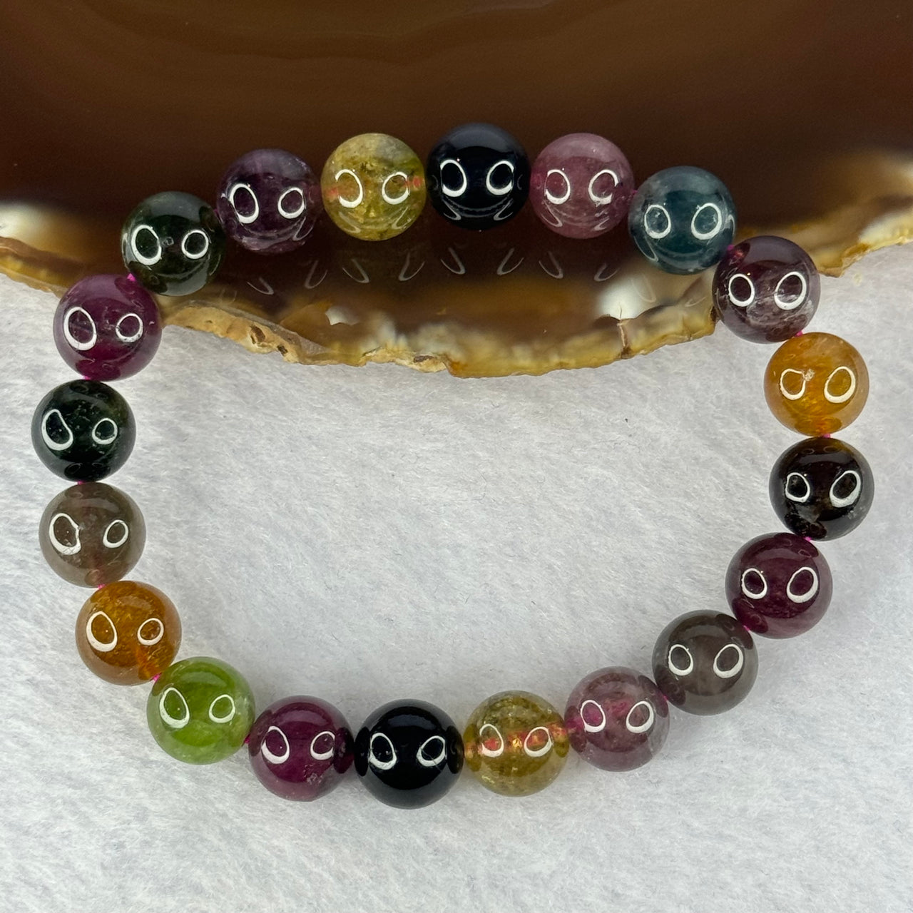 Good Grade Natural Tourmaline Beads Bracelet 好的天然碧玺珠手链 28.66g 16.5cm 9.9mm 20 Beads - Huangs Jadeite and Jewelry Pte Ltd