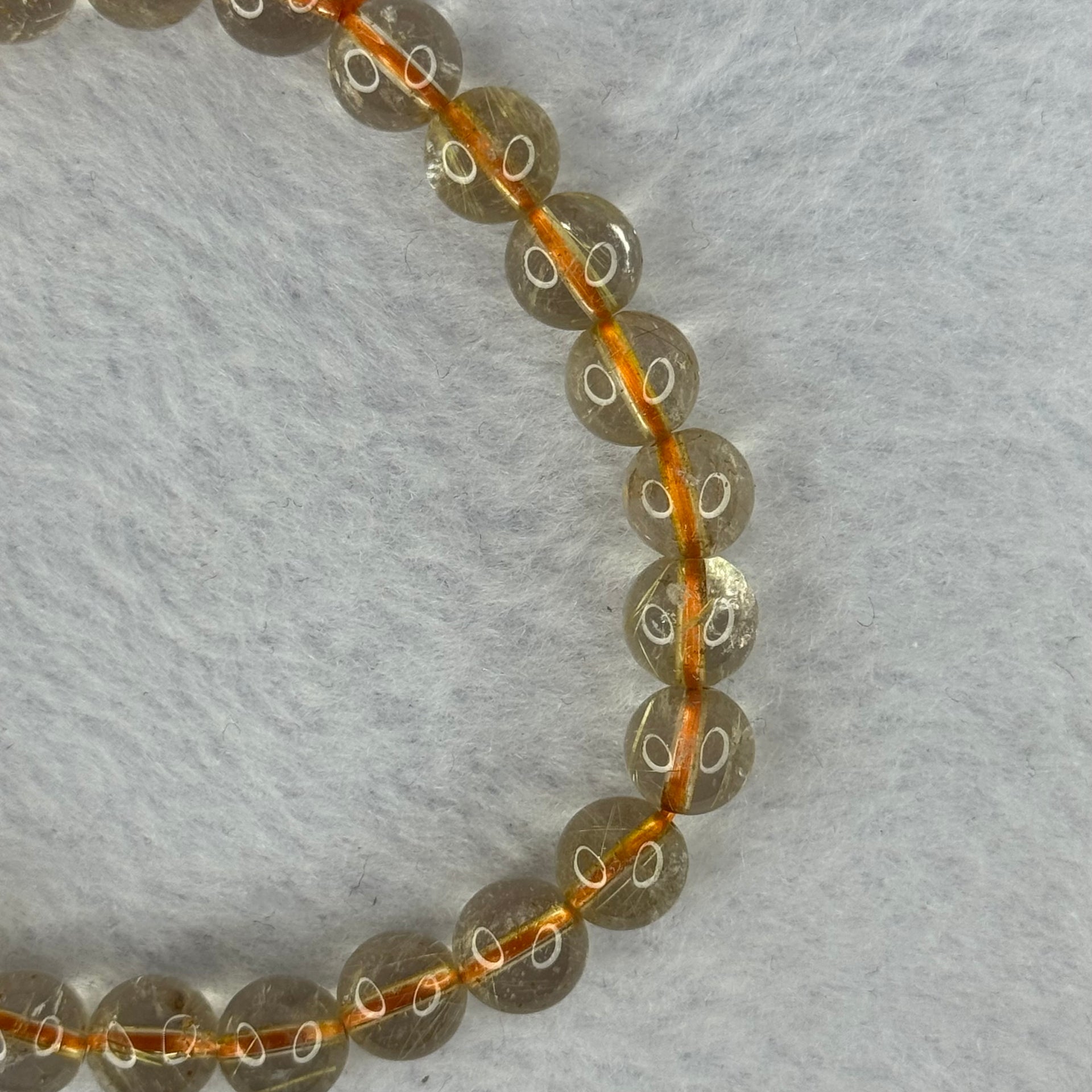 Natural Golden Rutilated Quartz Beads 天然金发水晶手链 15.35g 15.5cm 7.8mm 25 Beads - Huangs Jadeite and Jewelry Pte Ltd