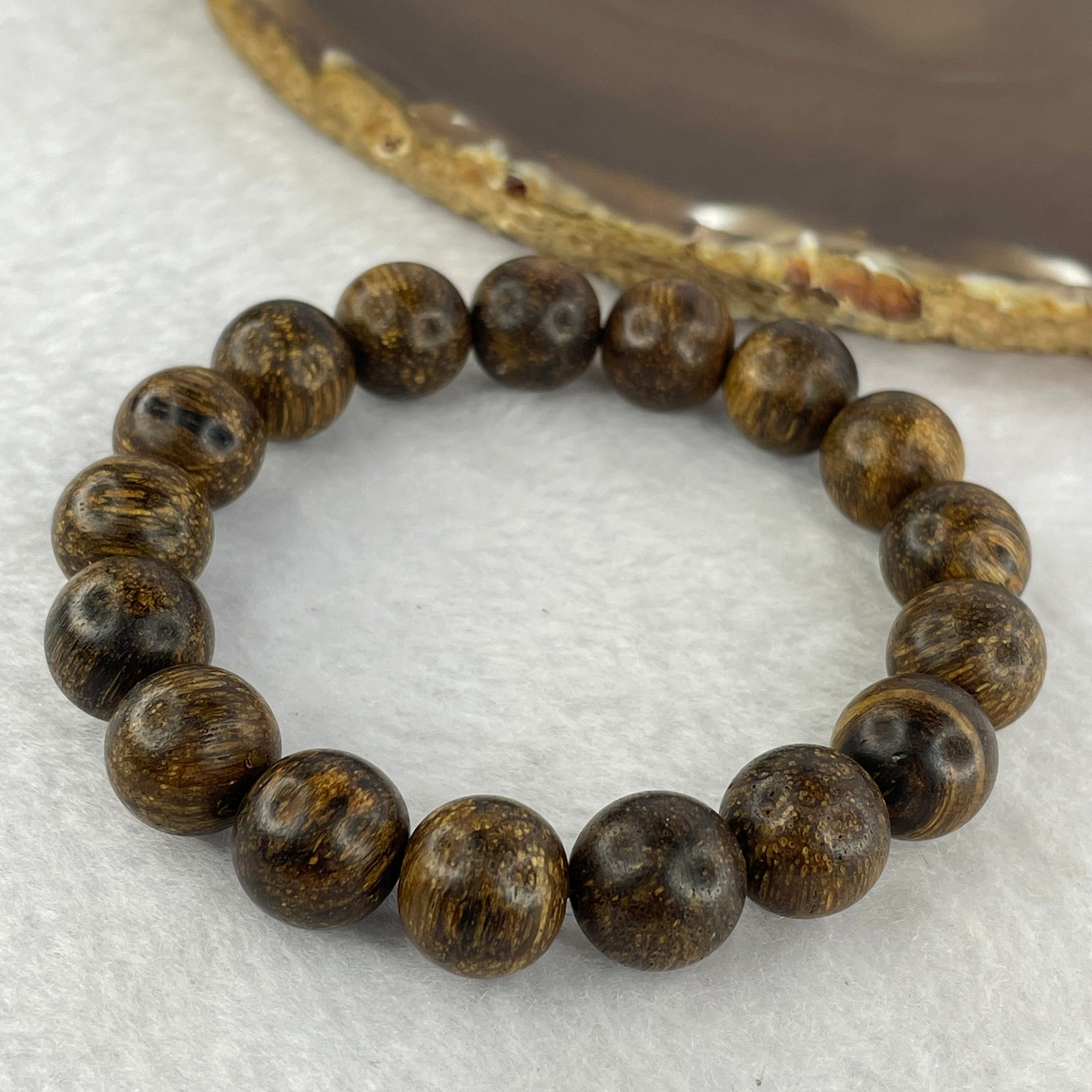 Natural Wild Vietnam Black Kynam Qi Nan Chen Xiang Mu Agarwood Beads Bracelet (Sinking Type 沉水) 天然野生越南黑奇南沉香珠手链 13.44g 17.5cm 12.2 mm 17 Beads - Huangs Jadeite and Jewelry Pte Ltd