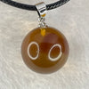 Natural Cognac with Red Amber Round Shape in String Necklace 4.02g 15.8mm