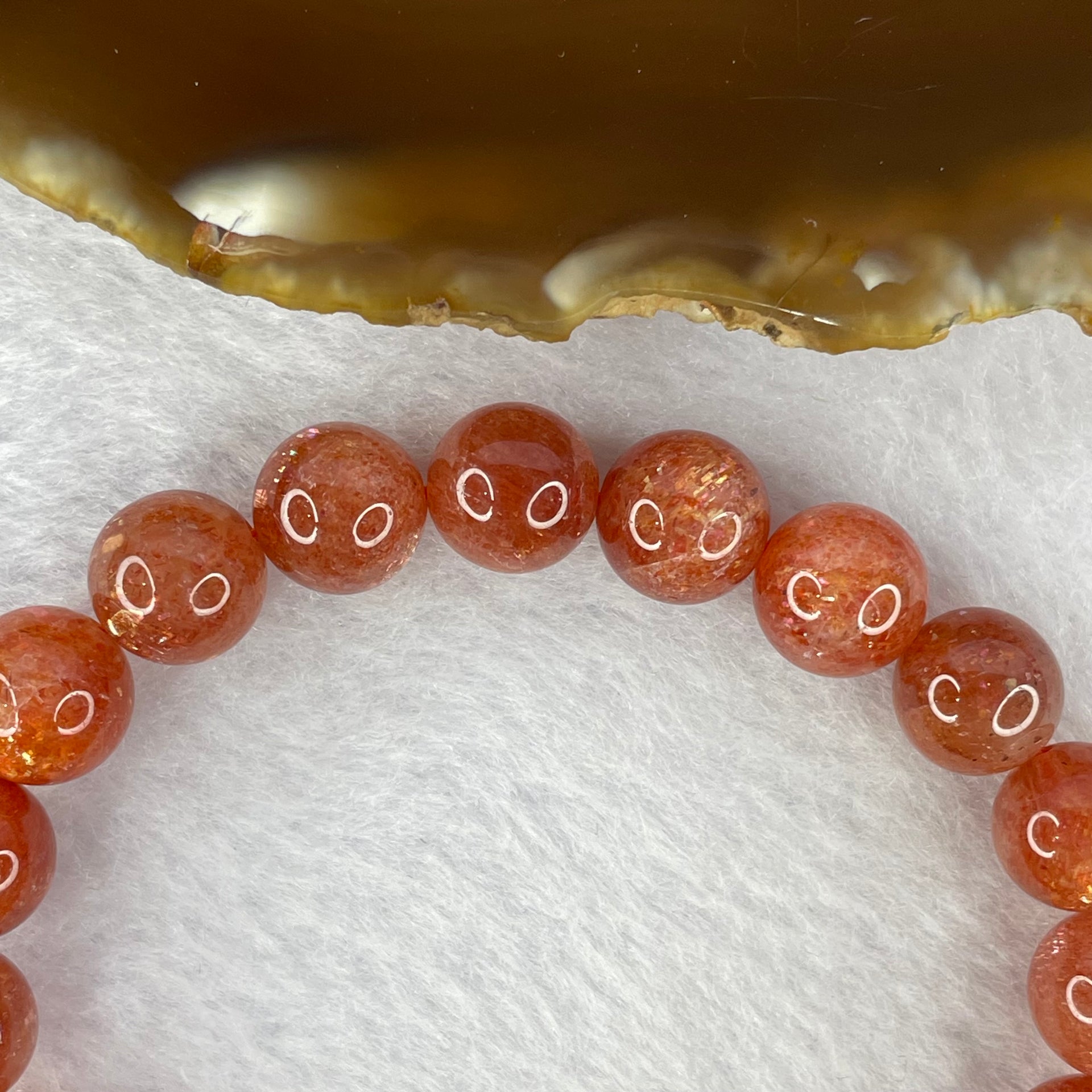 Good Grade Natural Sunstone, Heliolite and Aventurine Feldapar Beads Bracelet 天然金太阳日光石珠手链 24.65g 16cm 9.9 mm 20 Beads - Huangs Jadeite and Jewelry Pte Ltd