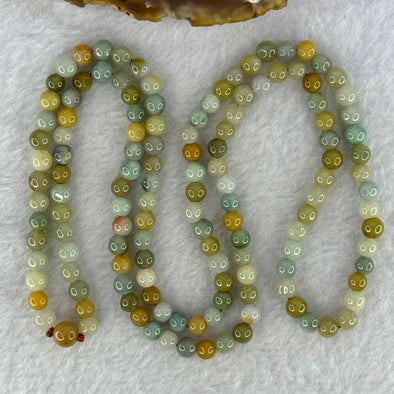 Type A Muti Color Jadeite Beads Necklace 35.72g 66cm 5.8mm 135 Beads