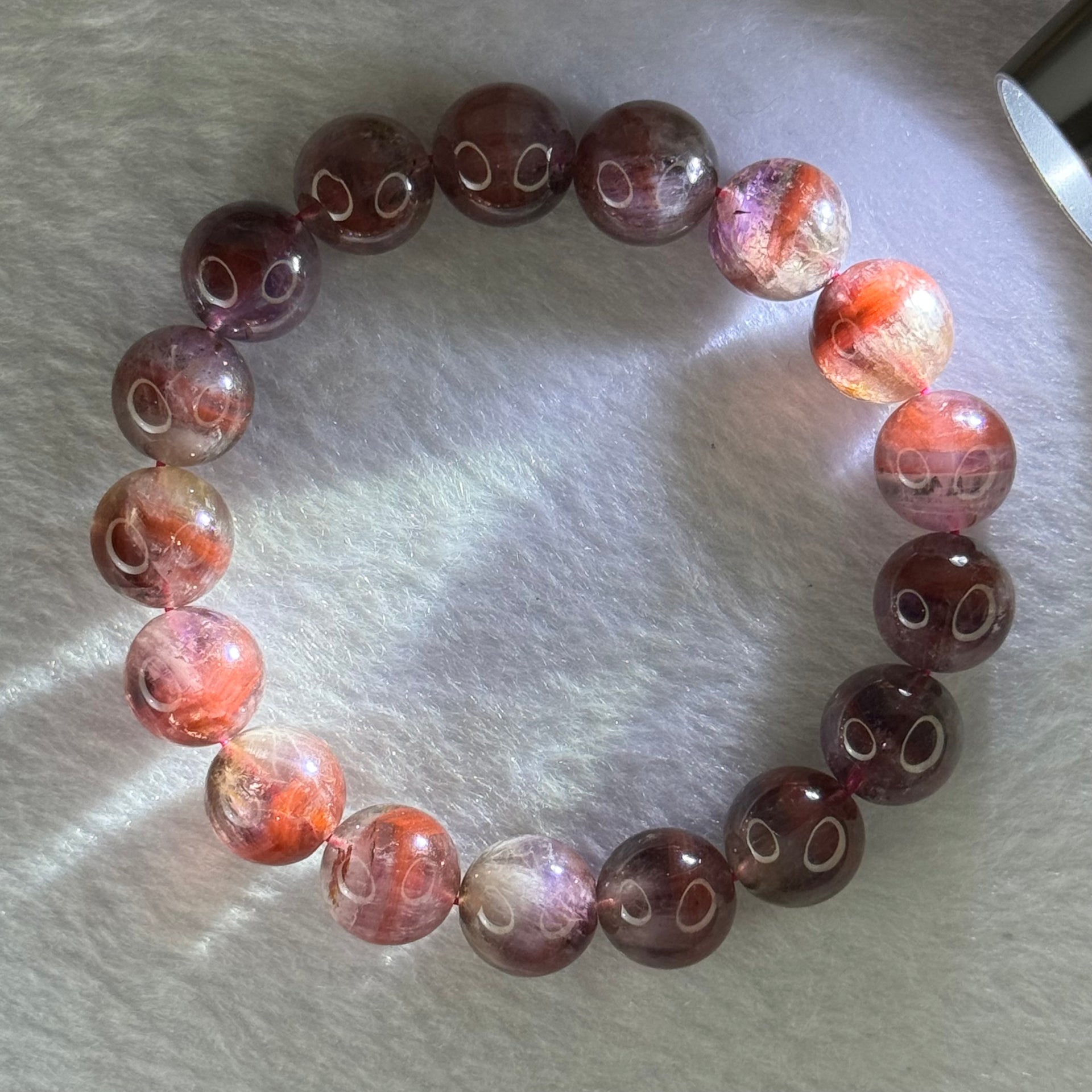 Above Average Natural Auralite 23 Bracelet 天然激光23手链 41.88g 17.5cm 12.3mm 17 Beads - Huangs Jadeite and Jewelry Pte Ltd