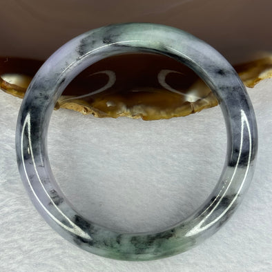 Type A Lavender with Wuji Grey and Green Jadeite Bangle Internal Diameter 56.4mm 78.54g 15.1 by 9.5mm (Very Slight Internal Line)