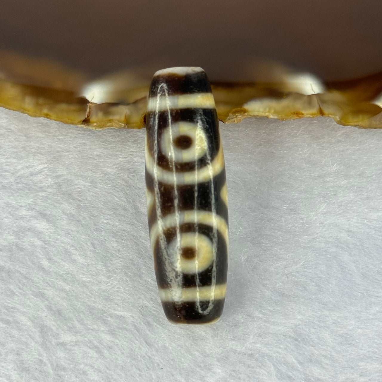 Natural Powerful Tibetan Old Oily Agate 3 Eyes Dzi Bead Heavenly Master (Tian Zhu) 三眼天诛 8.80g 38.5 by 12.1mm - Huangs Jadeite and Jewelry Pte Ltd