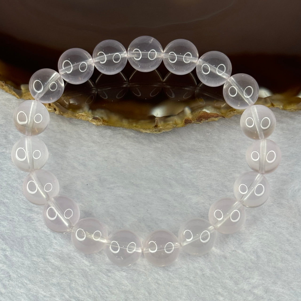 Natural Rose Quartz Beads Bracelet 天然玫瑰石英珠手链 32.72g 17.5cm 10.9mm 19 Beads