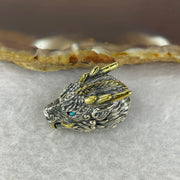 925 Sliver Dragon with Turquoise Eyes Bracelet Charm 10.38g 22.4 by 15.2 by 14.5 mm - Huangs Jadeite and Jewelry Pte Ltd