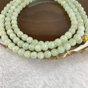 Type A Semi Icy Green with Wuji Grey Piao Hua Beads Necklace 125 Beads 5.5mm 32.88g - Huangs Jadeite and Jewelry Pte Ltd