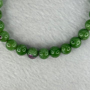 Natural Emerald And Ruby Zoisite Beads Bracelet 18.25g 16cm 7.7mm 25 Beads - Huangs Jadeite and Jewelry Pte Ltd