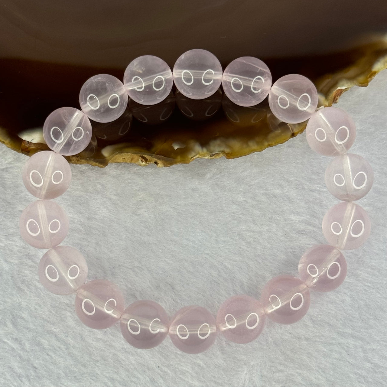 Natural Rose Quartz Beads Bracelet 天然玫瑰石英珠手链 34.47g 17cm 11.4mm 18 Beads