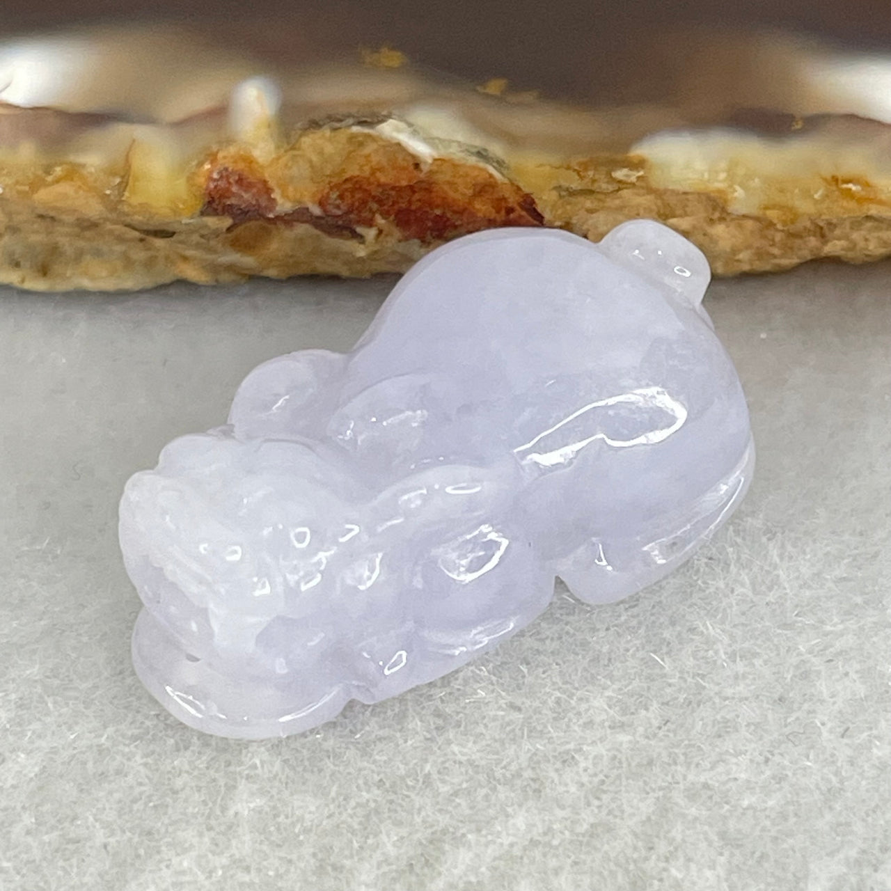 Type A Full Lavender Jadeite Pixiu Pendant Charm 5.87g 25.0 by 13.1 by 9.6mm