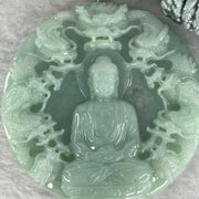 Grand Master Deep Sky Blue Jadeite 9 Dragons Buddha 69.97g 55.2 by 10.7mm - Huangs Jadeite and Jewelry Pte Ltd