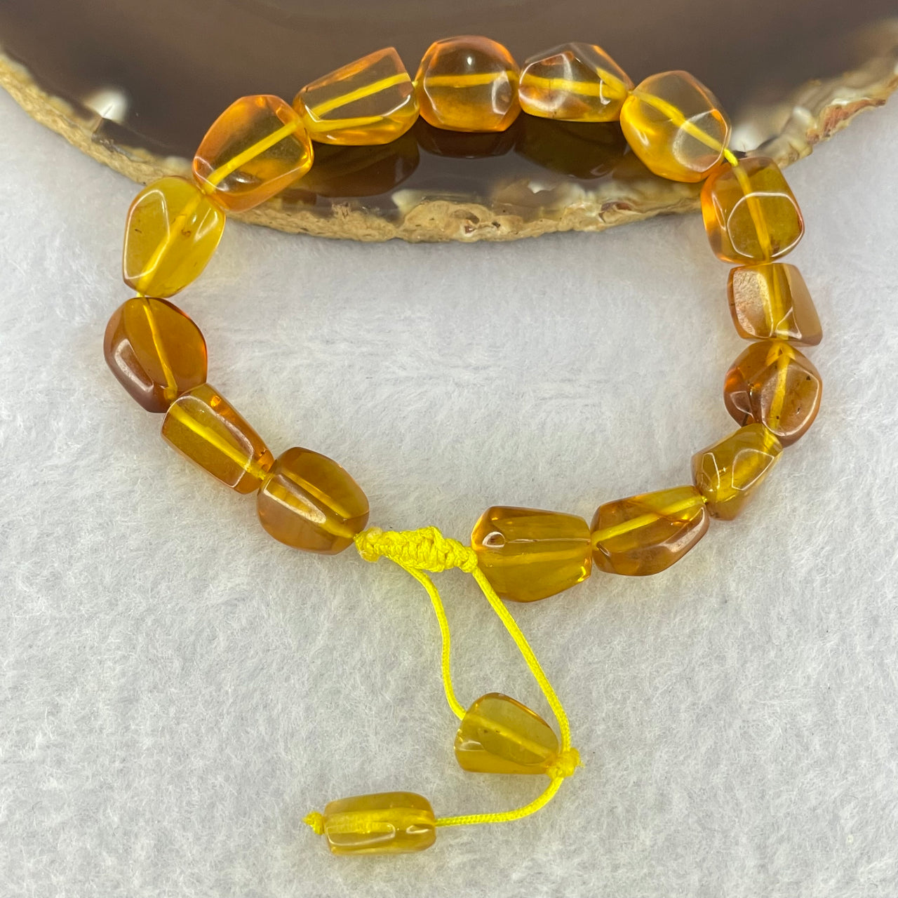 Natural Yellow Amber Fragments Bracelet 11.18g 18cm 15.4 by 10.2 by 8.1mm 15pcs