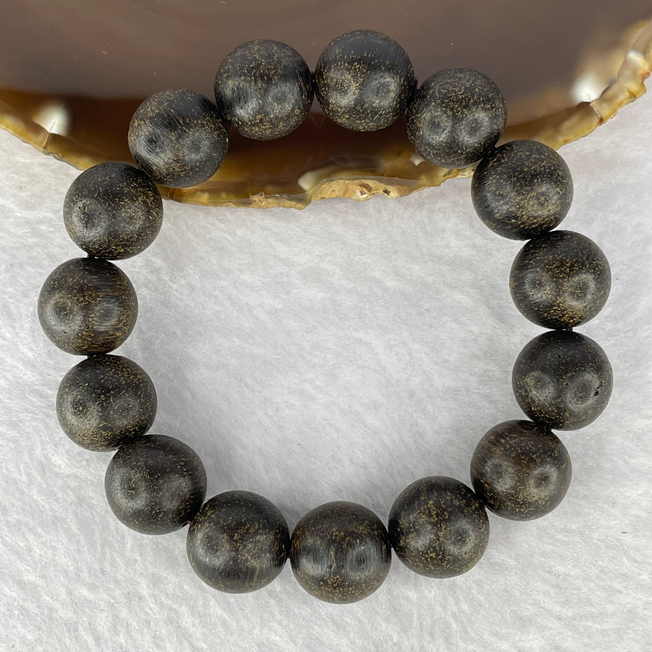 Natural Old Wild Indonesia Agarwood Beads Bracelet (Sinking Type) 天然老野生印尼沉香珠手链 23.04g 13.9 mm 15 Beads - Huangs Jadeite and Jewelry Pte Ltd