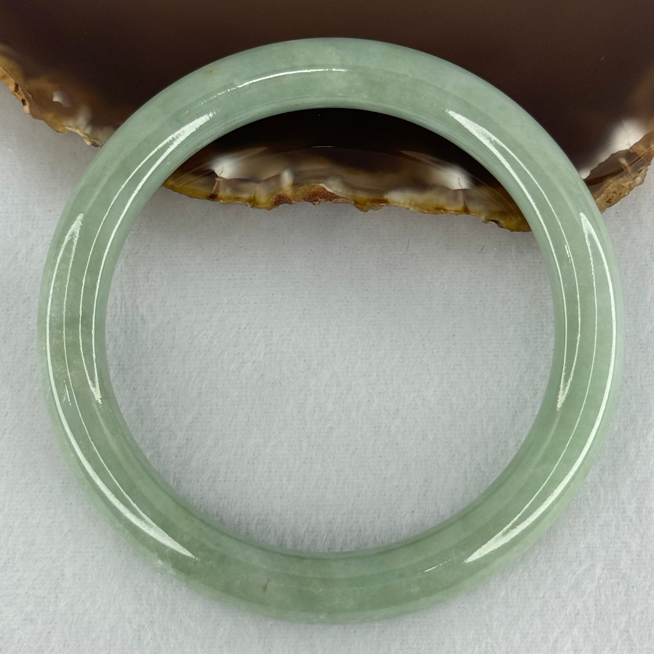 Type A Light Blueish Green Jadeite Bangle Internal Diameter 61.9mm 56.19g  9.6 by 9.9mm (Slight Internal Line)