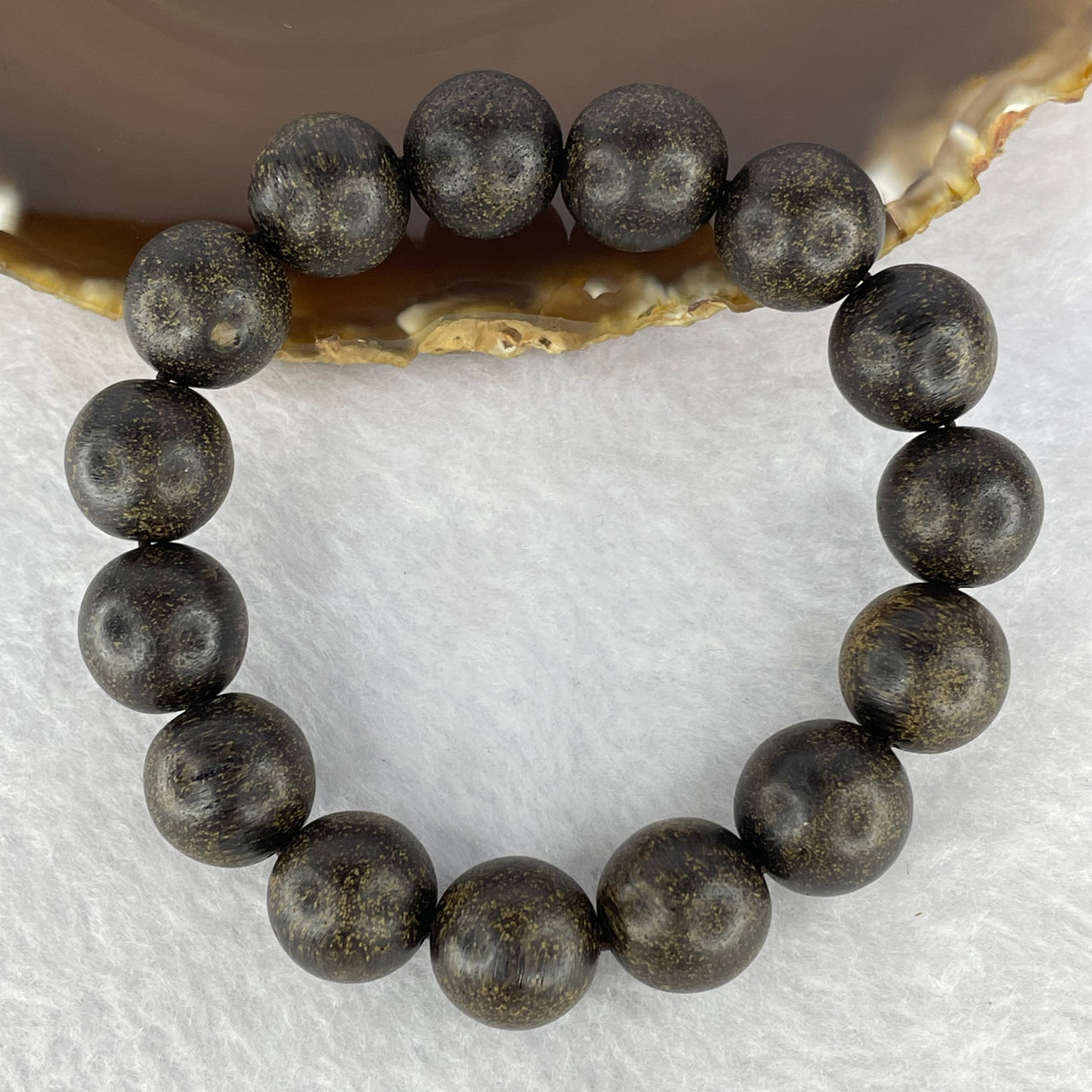 Natural Old Wild Indonesia Agarwood Beads Bracelet (Sinking Type) 天然老野生印尼沉香珠手链 23.31g 14.1 mm 15 Beads - Huangs Jadeite and Jewelry Pte Ltd