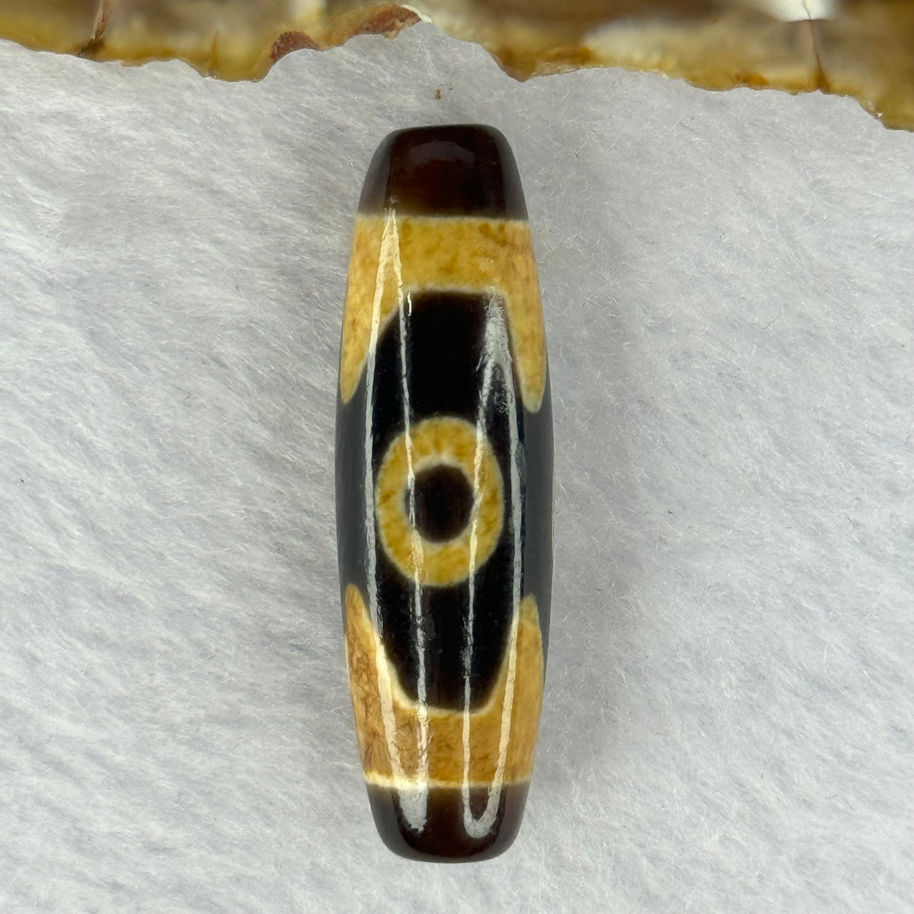 Natural Powerful Tibetan Old Oily Agate 3 Eyes Dzi Bead Heavenly Master (Tian Zhu) 三眼天诛 7.02g 37.7 by 11.3mm - Huangs Jadeite and Jewelry Pte Ltd