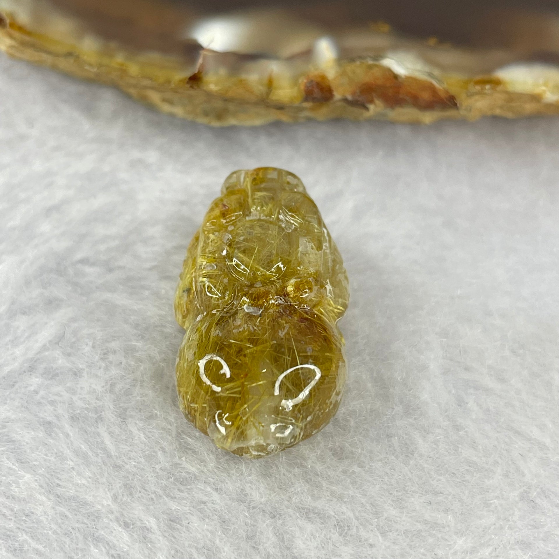 Above Average Grade Natural Golden Rutilated Quartz Pixiu Charm for Bracelet 天然金发水晶貔貅 5.01g 22.6 by 13.7 by 9.8mm - Huangs Jadeite and Jewelry Pte Ltd