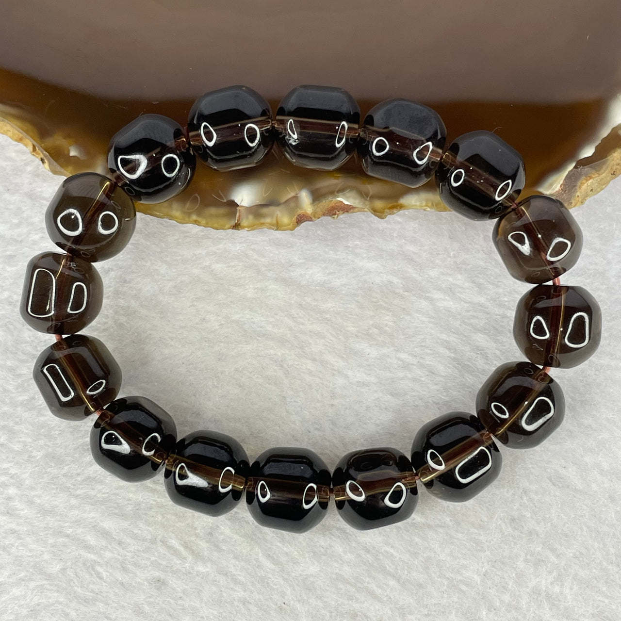 Natural Smoky Quartz Bracelet 42.44g 16.5cm 12.1mm 16 Beads - Huangs Jadeite and Jewelry Pte Ltd