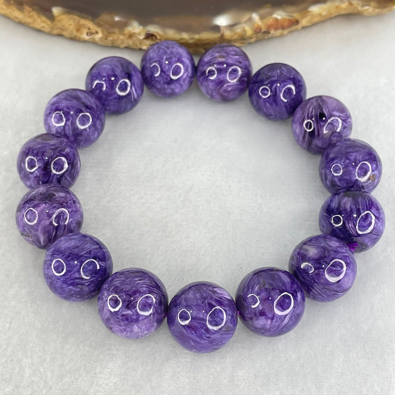 Good Grade Natural Charoite Beads Bracelet 58.855g 18.5mm 14.4mm 15 Beads