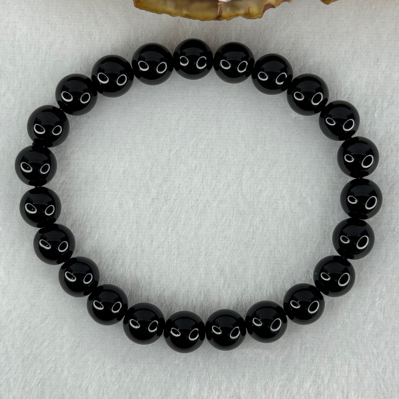 Natural Black Moldavite Meteorite Crystal Beads Bracelet 15.75g 16.6cm 8.4mm 23 Beads