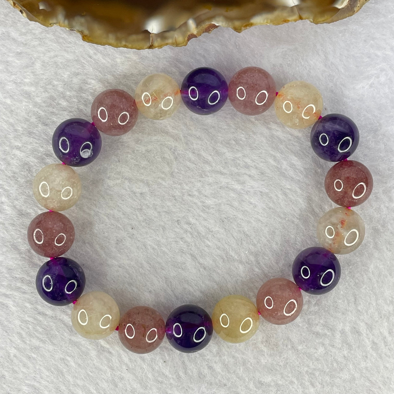 Natural Mixed Quartz Bracelet 40.00g 18cm 11.5mm 18 Beads - Huangs Jadeite and Jewelry Pte Ltd