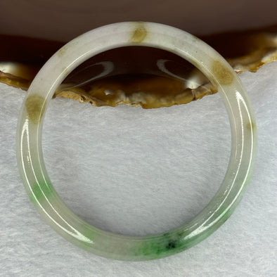 Type A Green Piao Hua and Lavender with Brown Patches Jadeite Bangle Internal Diameter 57.6mm 45.79g 11.0 by 7.8mm (Slight Internal Line)