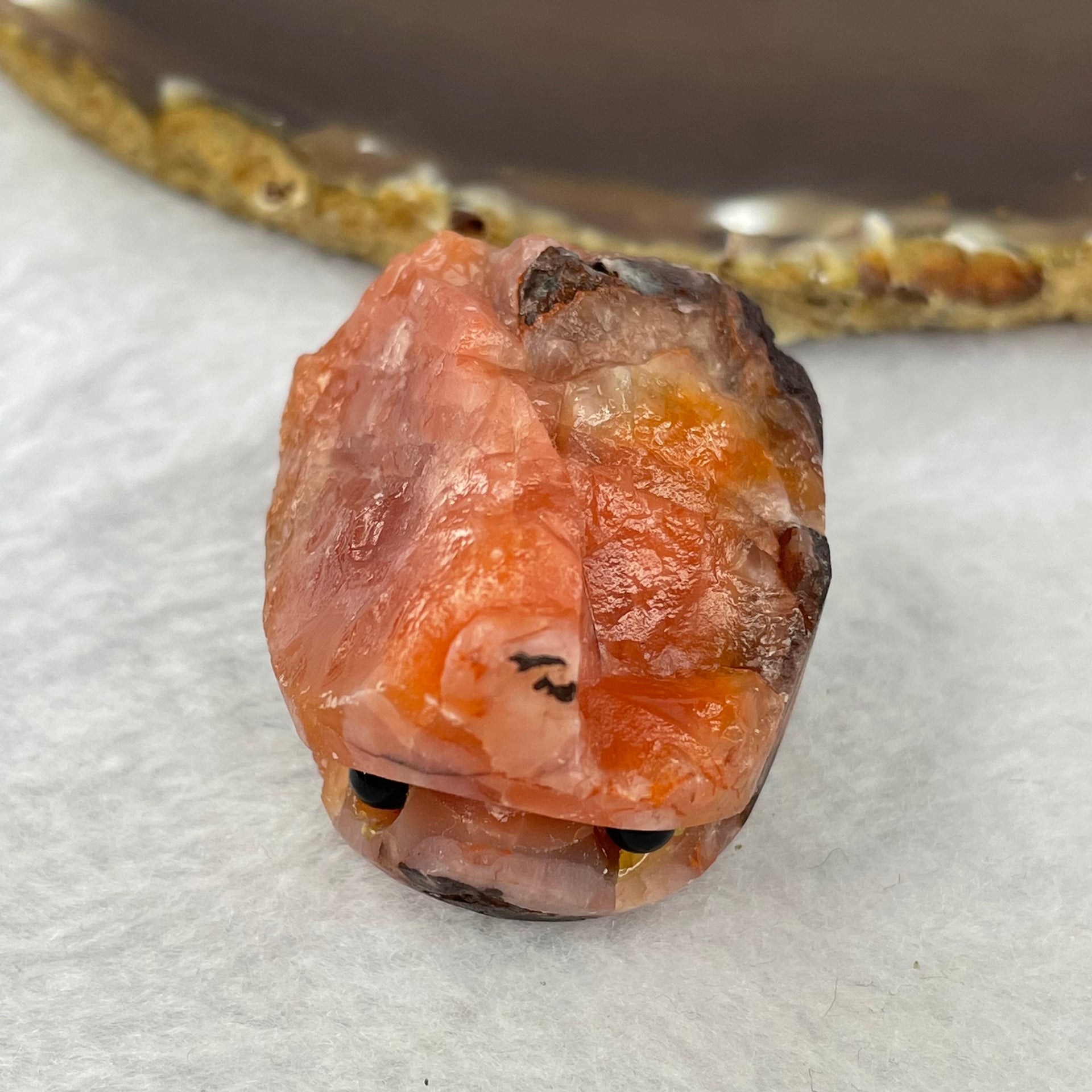 Natural Carnelian Agate Mini Hedgehog Display 53.88g 42.4 by 31.4 by 27.2mm - Huangs Jadeite and Jewelry Pte Ltd