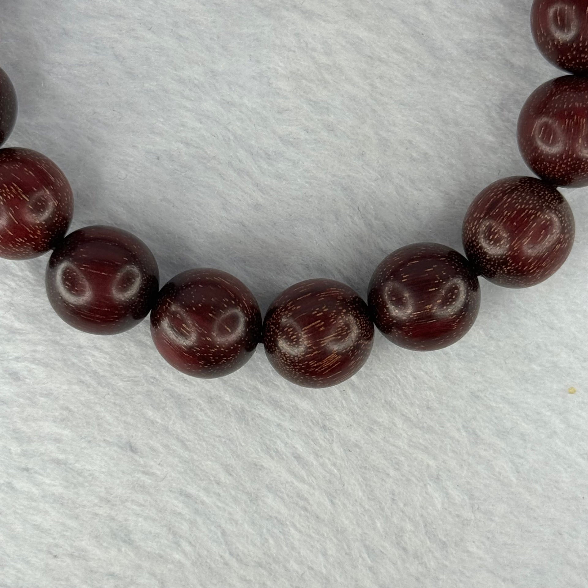 Natural Blood Zitan Beads Bracelet 天然血檀木手链 13.11g 17.5cm 11.9mm 17 Beads - Huangs Jadeite and Jewelry Pte Ltd