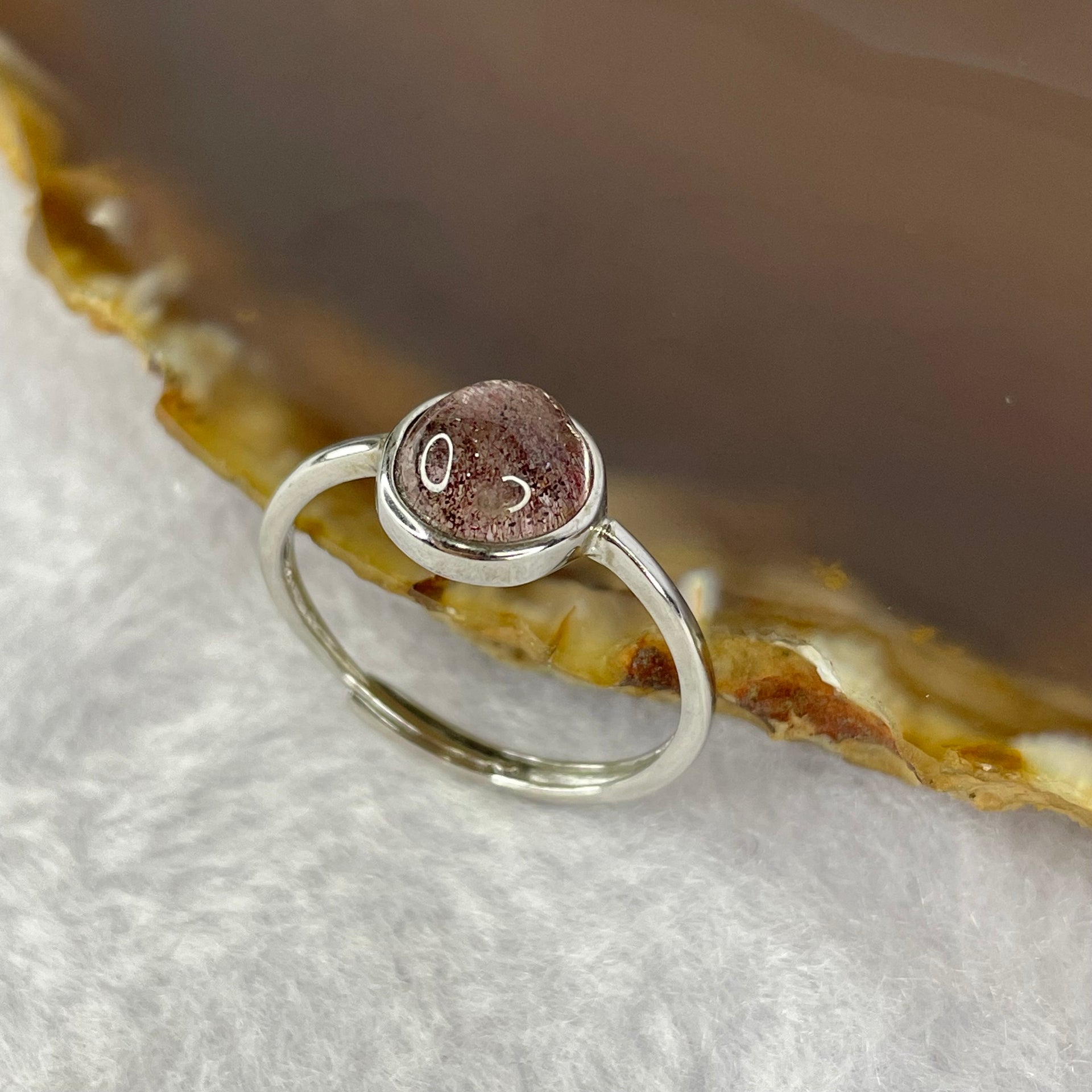 Above Average Grade Natural Super 7 Crystal in 925 Sliver Ring (Adjustable Size) 天然超级七水晶 925 银戒指（可调节尺寸) 1.56g 6.9 by 6.9 by 4.4mm - Huangs Jadeite and Jewelry Pte Ltd