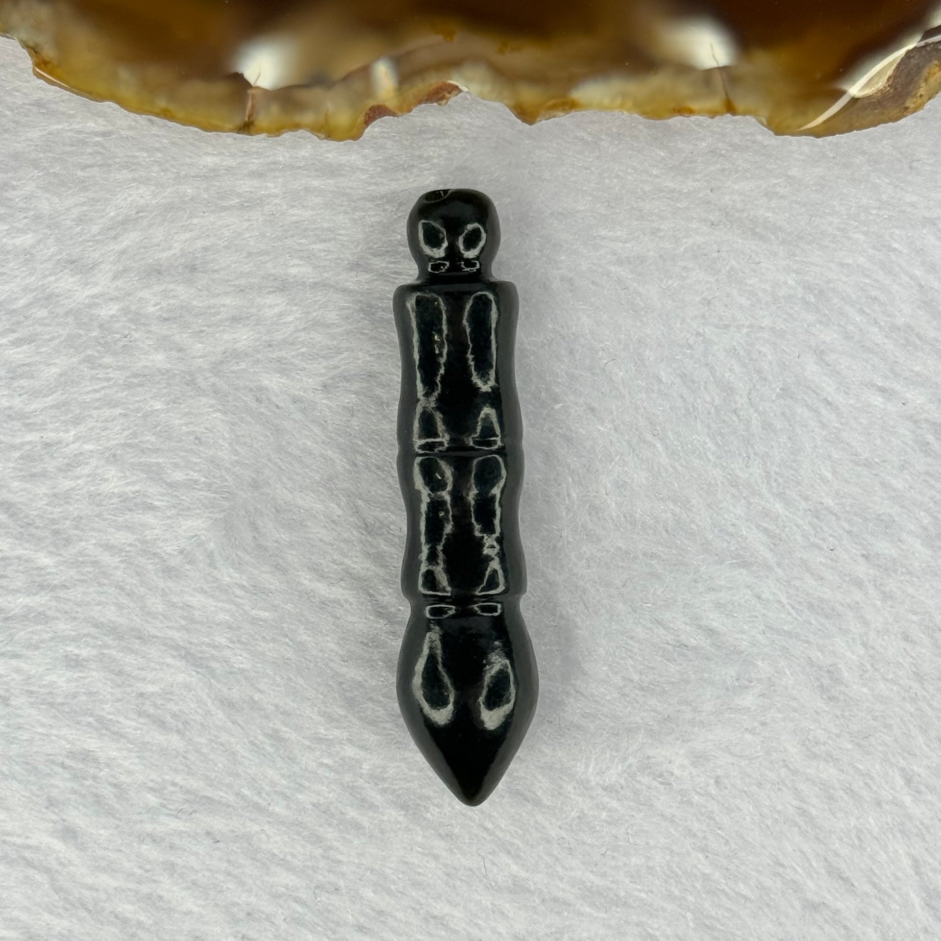 Natural Dark Green Nephrite Calligraphy Brush Pendent for Academic Success 和田玉毛笔牌 8.87g 47.8 by 11.1mm - Huangs Jadeite and Jewelry Pte Ltd