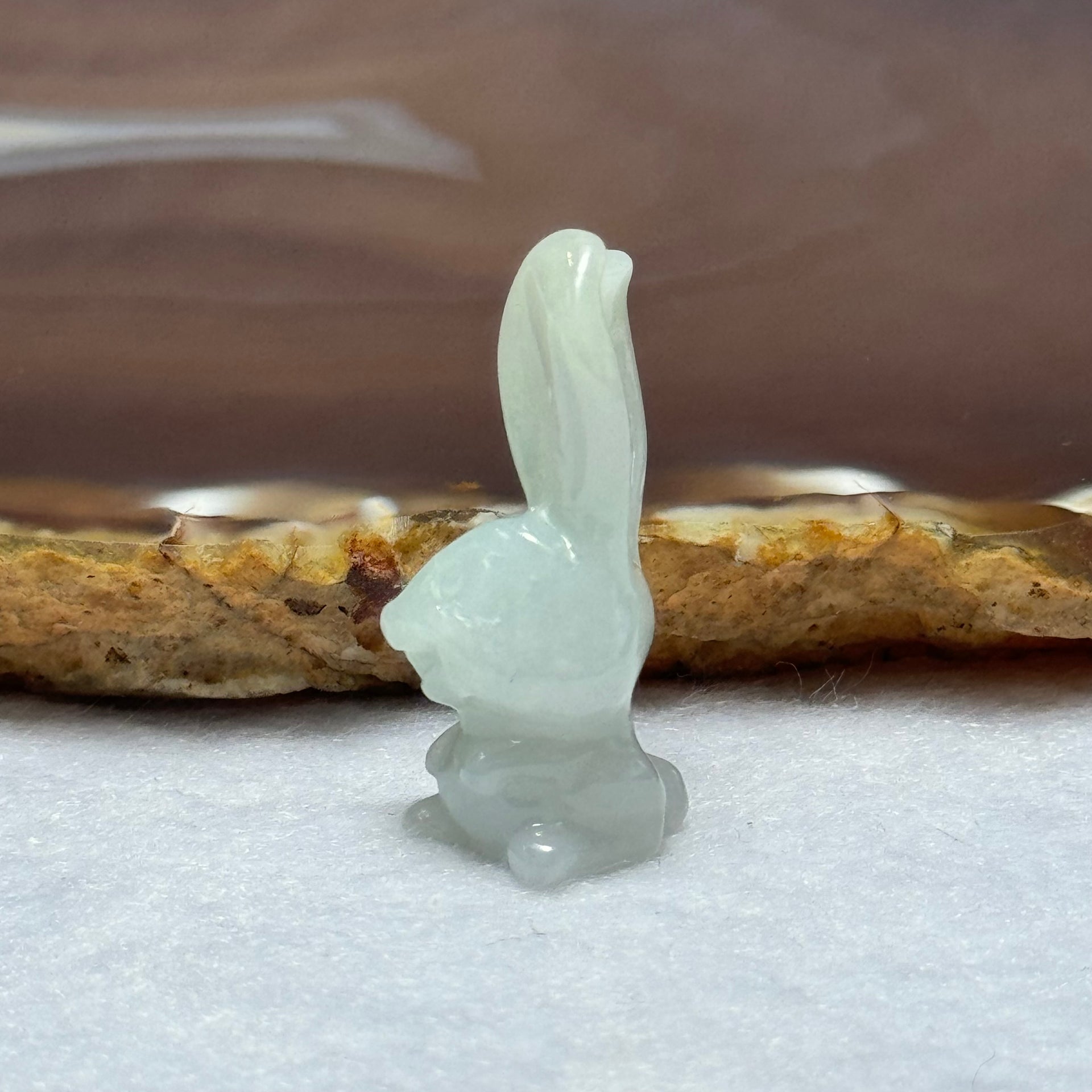 Type A Faint Lavender Jadeite Rabbit Pendant 5.02g 30.7 by 13.2 by 10.3mm - Huangs Jadeite and Jewelry Pte Ltd