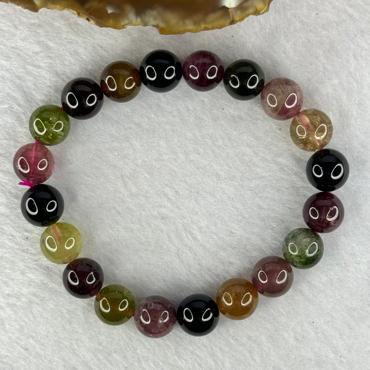 Good Grade Natural Tourmaline Beads Bracelet 好的天然碧玺珠手链 28.83g 16.5cm 9.8mm 20 Beads - Huangs Jadeite and Jewelry Pte Ltd