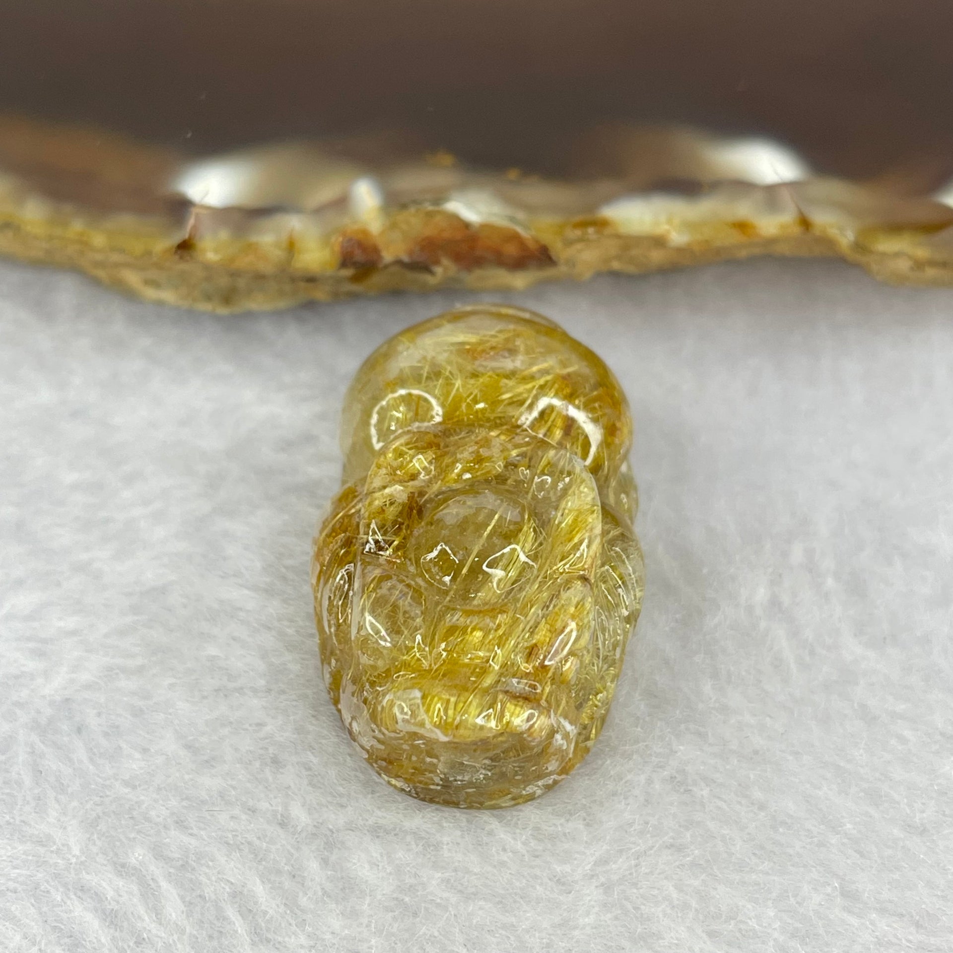 Above Average Grade Natural Golden Rutilated Quartz Pixiu Charm for Bracelet 天然金发水晶貔貅 11.01g 29.2 by 17.8 by 12.4mm - Huangs Jadeite and Jewelry Pte Ltd