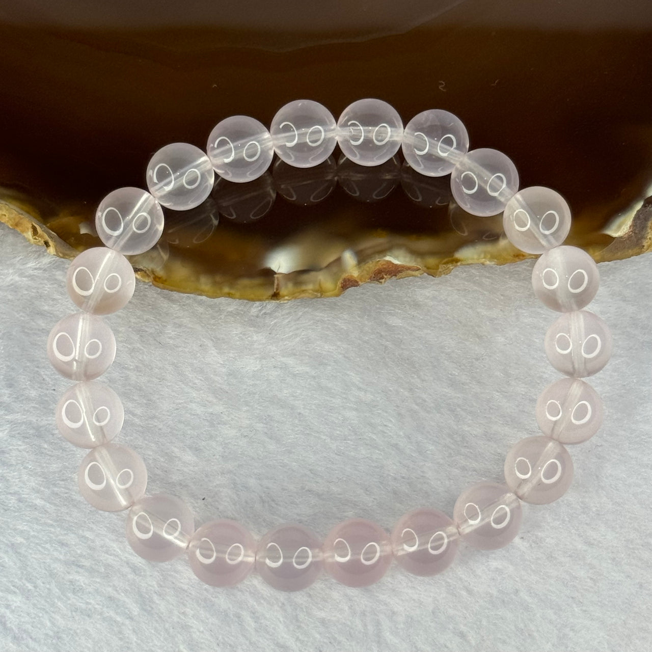 Natural Rose Quartz Beads Bracelet 天然玫瑰石英珠手链 20.81g 16.5cm 8.8mm 22 Beads