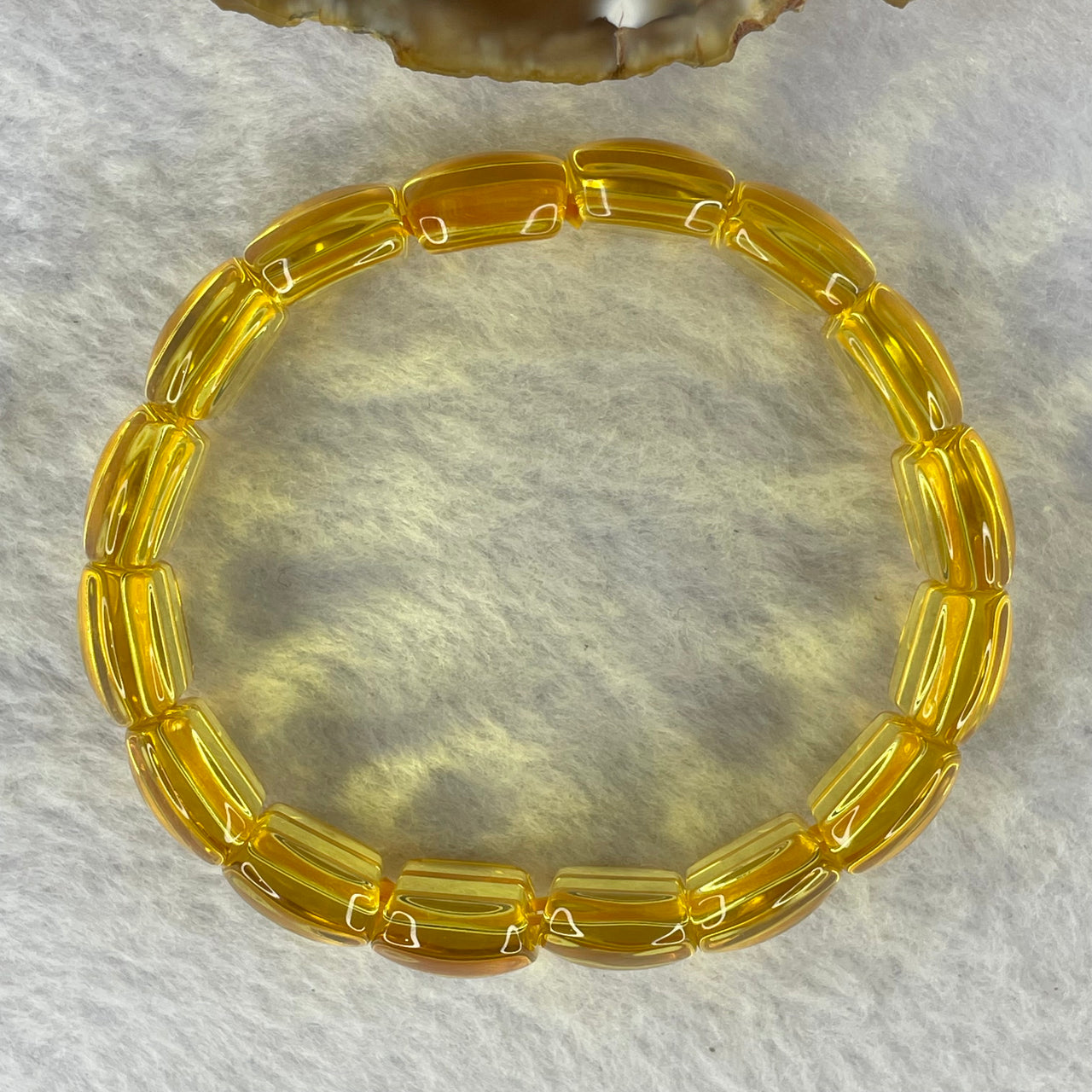 Citrine Bracelet 34.13g 16cm 16.8 by 12.2 by 7.1mm 16 pcs - Huangs Jadeite and Jewelry Pte Ltd