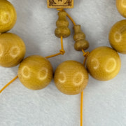 Natural Sandalwood Beads Bracelet 黄金檀手串男款檀木佛珠手链 51.07g 20.5cm 20.6mm by 12 Beads - Huangs Jadeite and Jewelry Pte Ltd