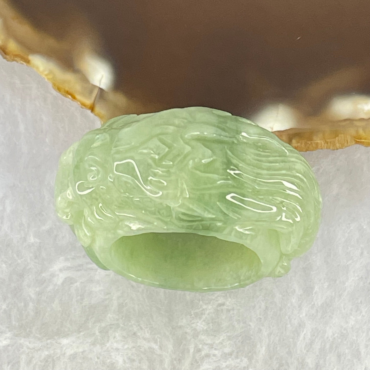 Type A Light Green Jadeite Dragon Ring 24.30g 16.2 by 11.0mm US10 HK22.5