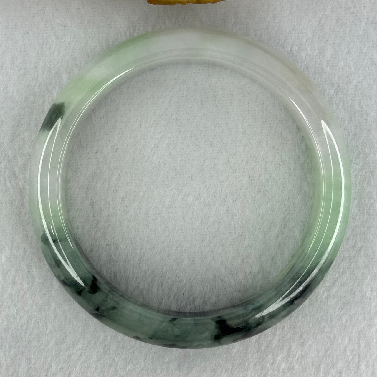 Type A Semi Icy Light Green Lavender with Moss Green Piao Hua Jadeite Bangle Internal Diameter 52.5mm 49.42g 14.0 by 7.2mm (Very Slight Internal Lines)