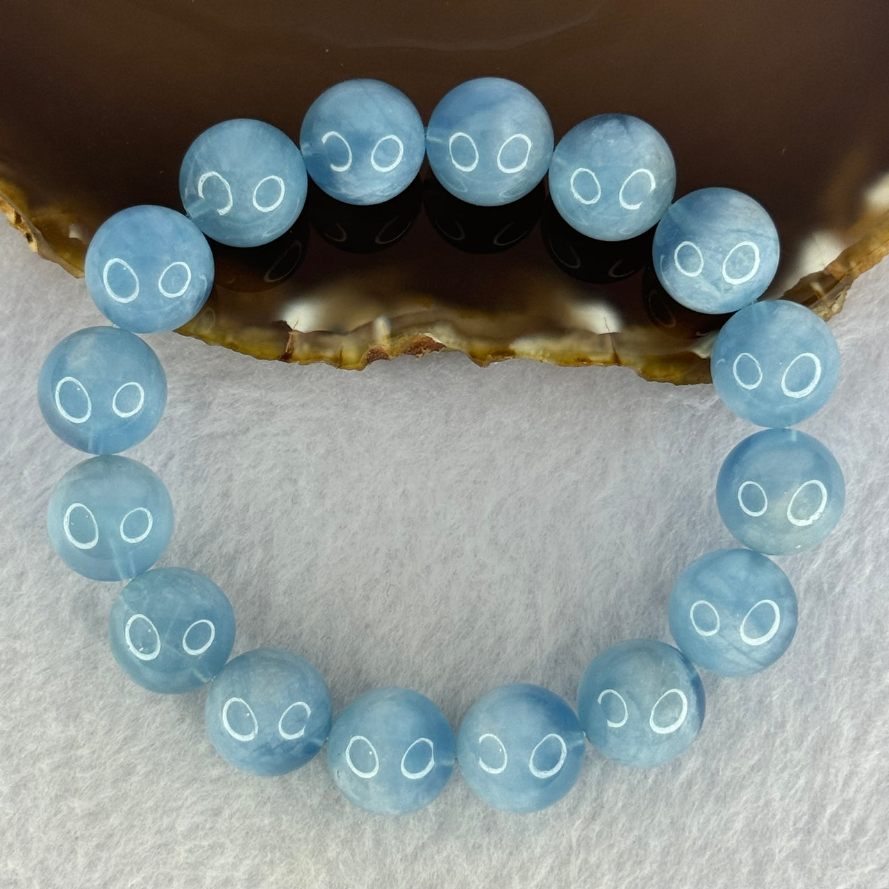 Natural Aquamarine Beads Bracelet 58.08g 19cm 13.8mm 16 Beads